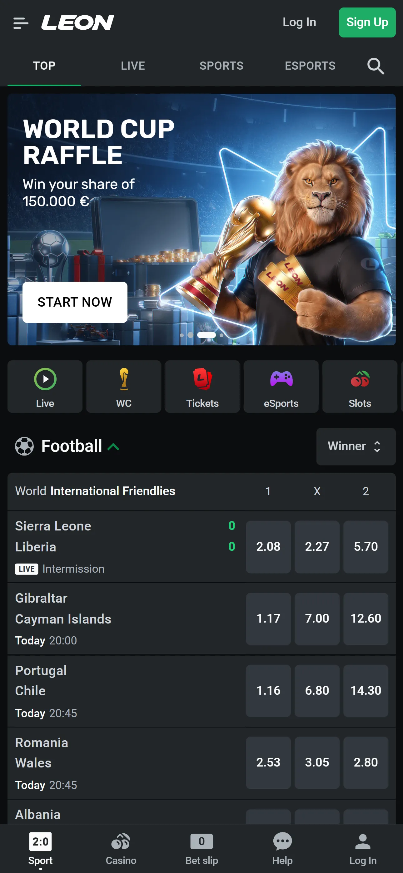 Leon Casino version mobile